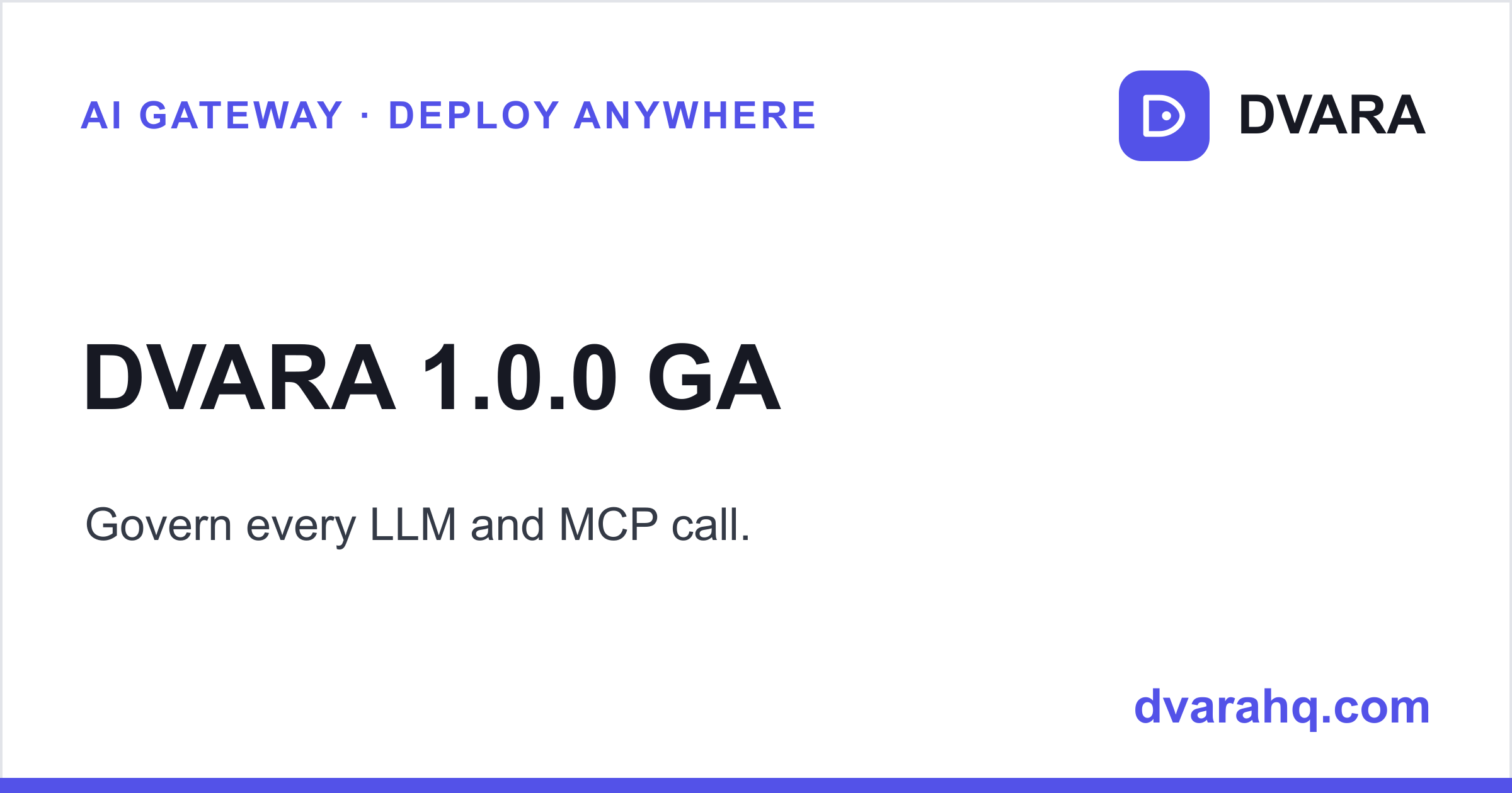 DVARA 1.0.0-GA — Governance for Every LLM and MCP Call