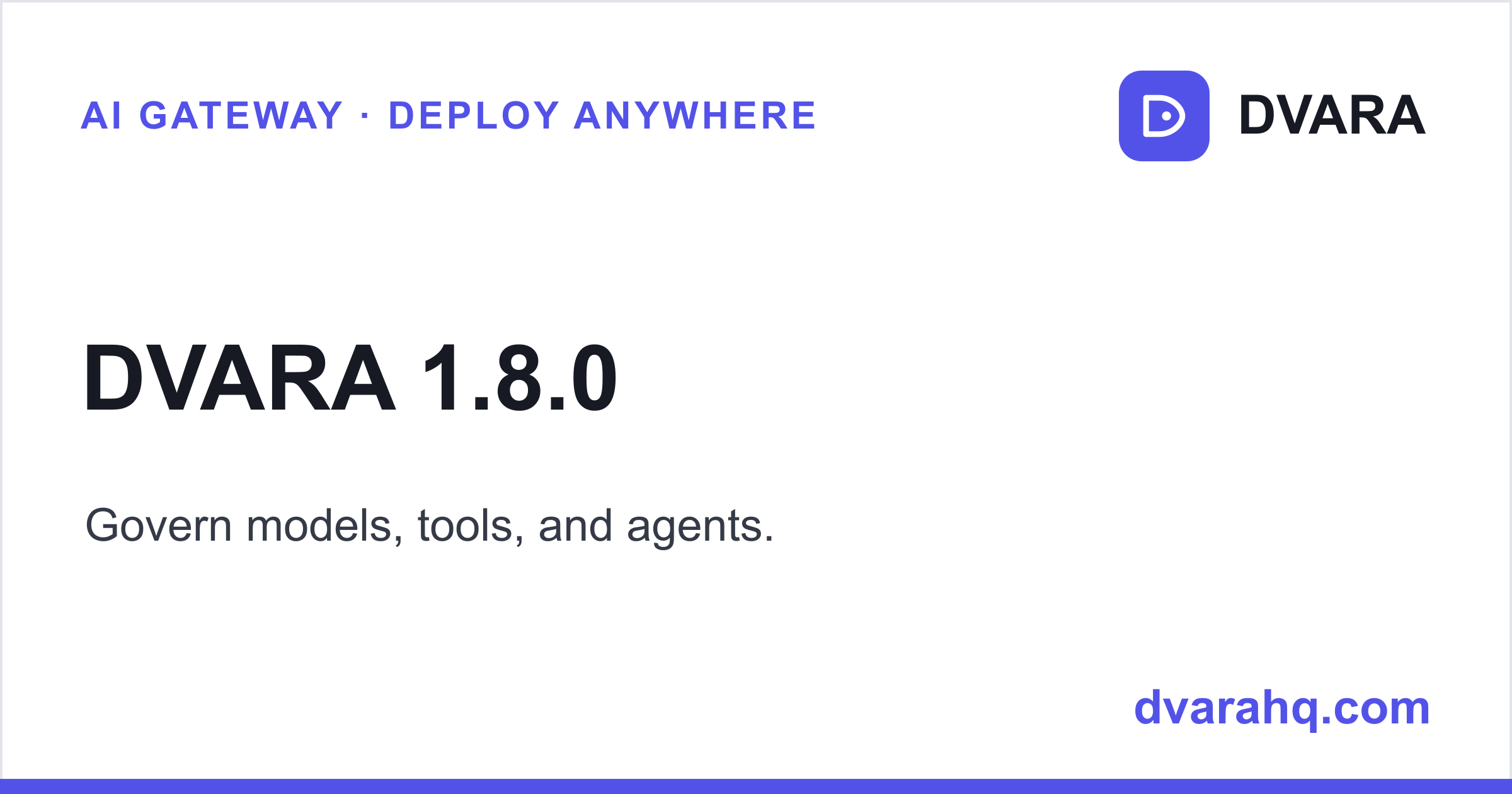 DVARA 1.8.0 — Govern models, tools, and agents