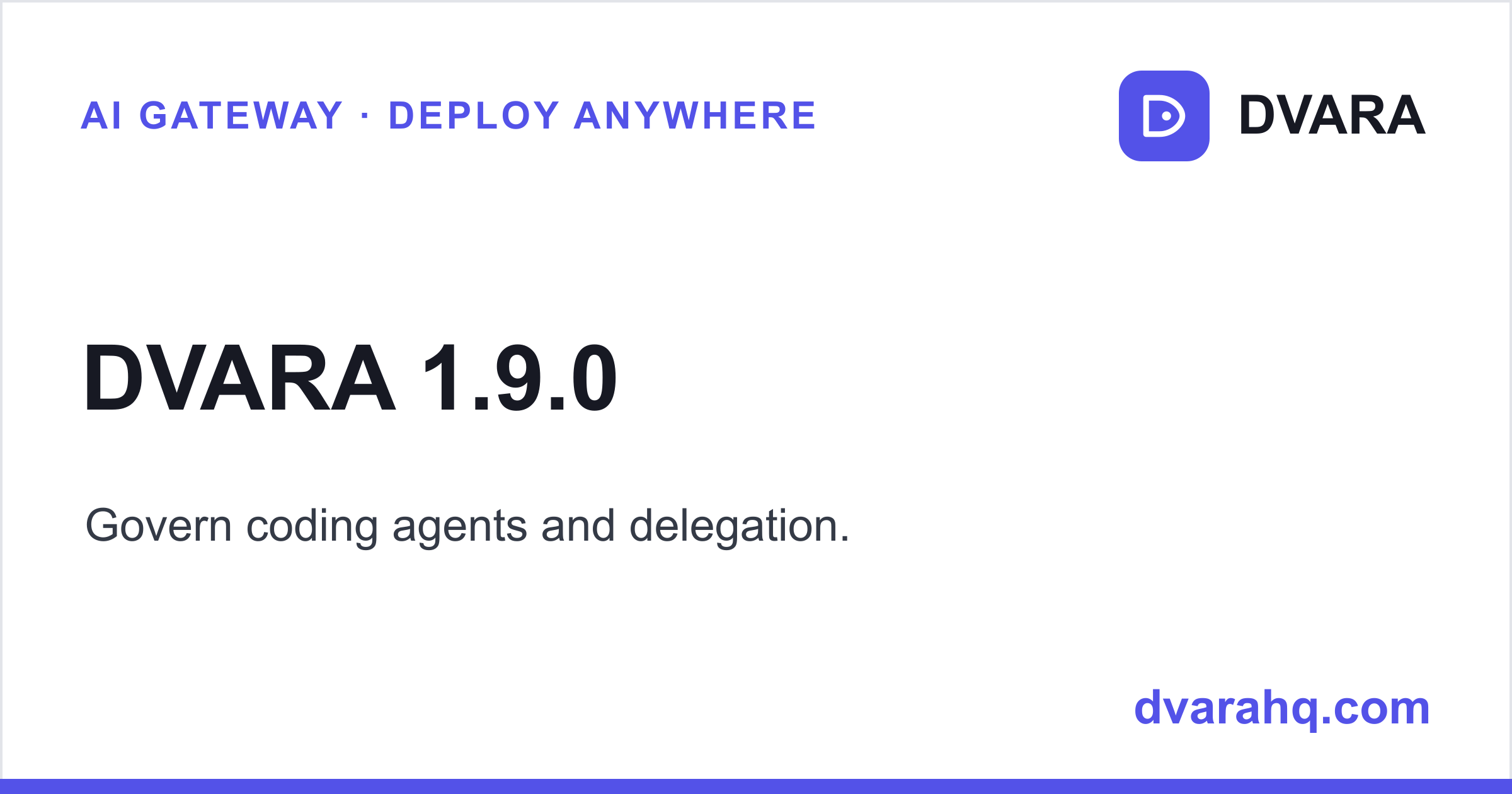 DVARA 1.9.0 — Govern coding agents, MCP and A2A